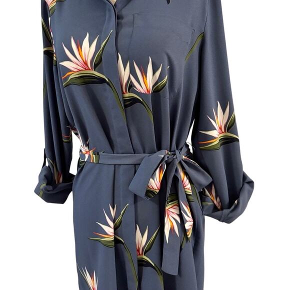 Ann Taylor Button Up T Shirt Dress Floral Small Long Sleeve - Picture 3 of 14